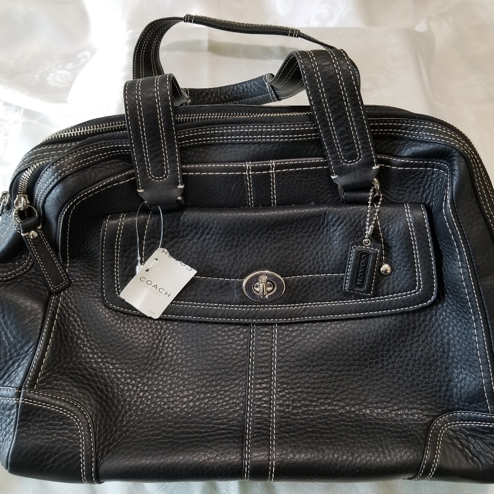 NEW COACH XLG Hampton Zip Briefcase Black